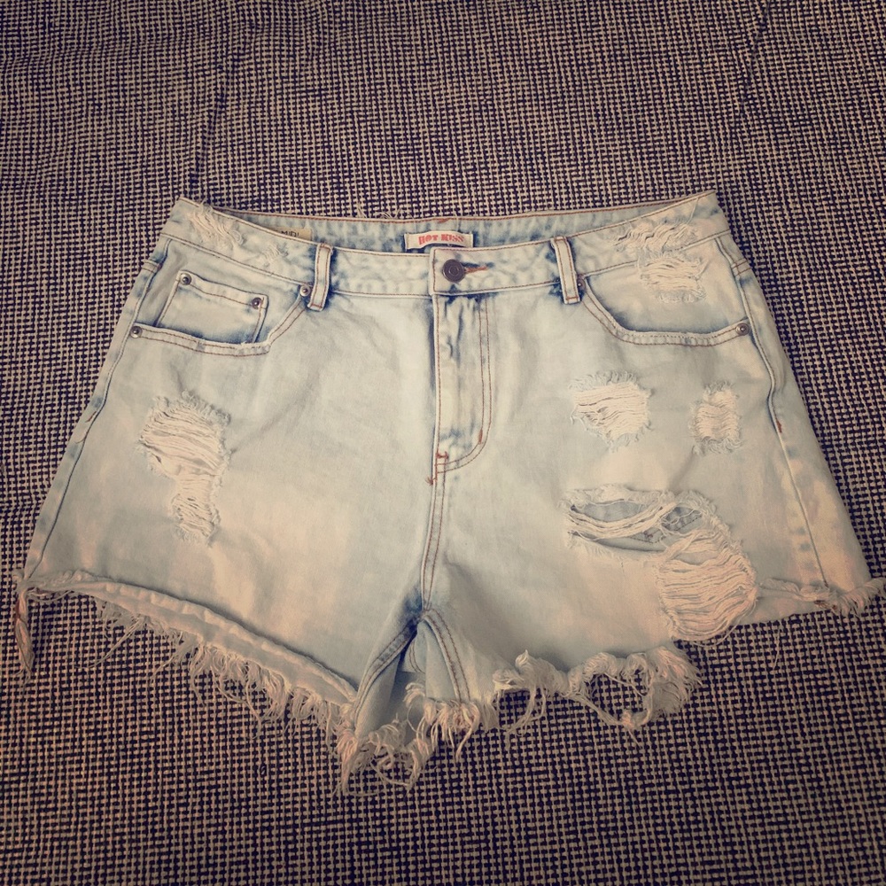 Ripped jean shorts